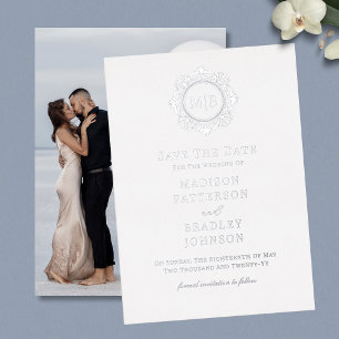 Ornate Floral Monogram Photo Wedding Save The Date