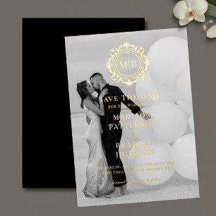 Ornate Floral Monogram Photo Wedding Save The Date