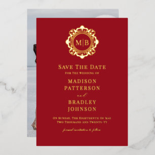 Ornate Floral Monogram Photo Wedding Save The Date