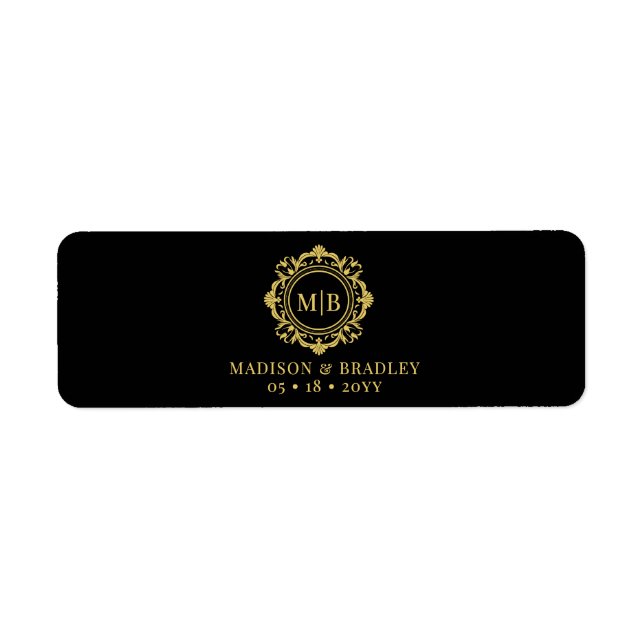 Ornate Floral Monogram Wedding Cigar Band Label (Front)