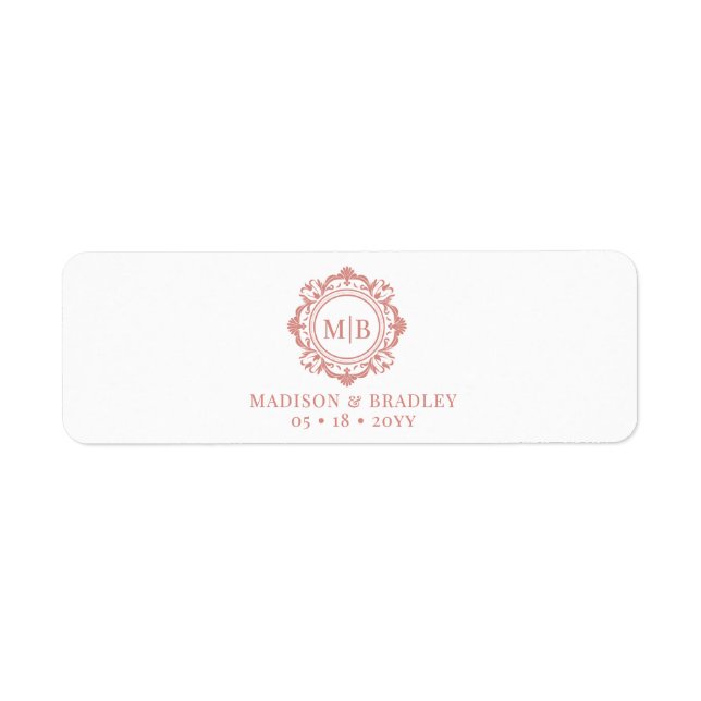 Ornate Floral Monogram Wedding Cigar Band Label (Front)