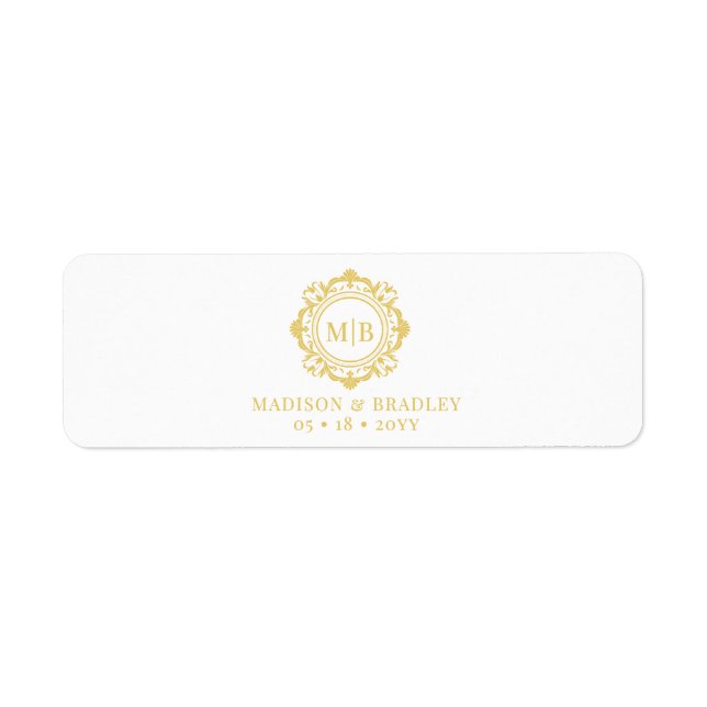 Ornate Floral Monogram Wedding Cigar Band Label (Front)