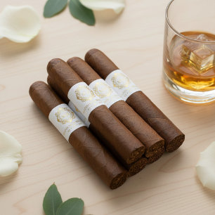 Ornate Floral Monogram Wedding Cigar Band Label