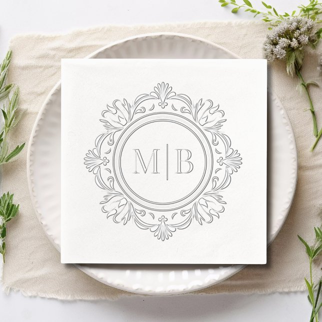 Ornate Floral Monogram Wedding Custom Foil Napkins (Creator Uploaded)