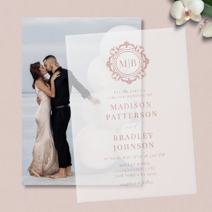 Ornate Floral Monogram Wedding Elegant Vellum Invi Invitations