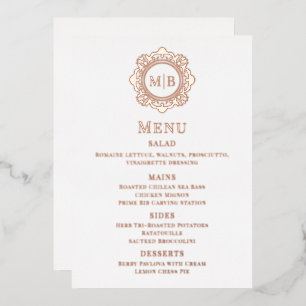 Ornate Floral Monogram Wedding Menu