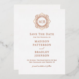 Ornate Floral Monogram Wedding Save The Date