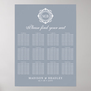 Ornate Floral Monogram Wedding Seating Chart