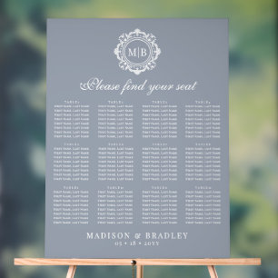 Ornate Floral Monogram Wedding Seating Chart