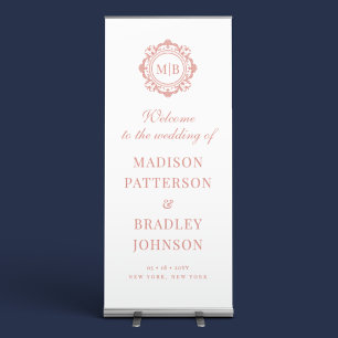 Ornate Floral Monogram Wedding Welcome Sign
