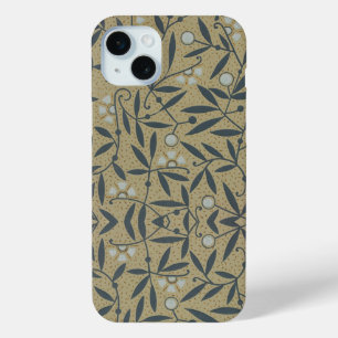 Ornate floral pattern with dark blue vines iPhone 15 mini case