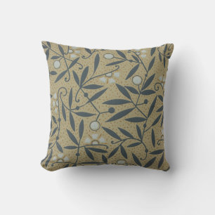 Ornate floral pattern with dark blue vines  cushion