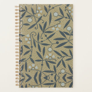 Ornate floral pattern with dark blue vines planner