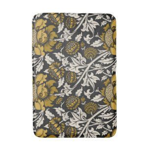 Ornate floral pattern with large gold flowers  bath mat