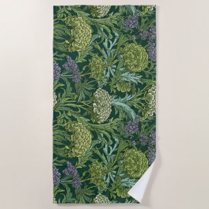Ornate floral pattern with large gold flowers beach towel