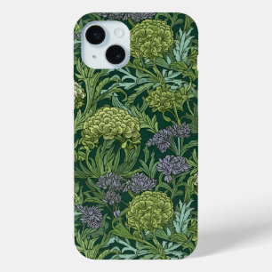 Ornate floral pattern with large gold flowers iPhone 15 mini case