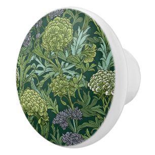 Ornate floral pattern with large gold flowers ceramic knob