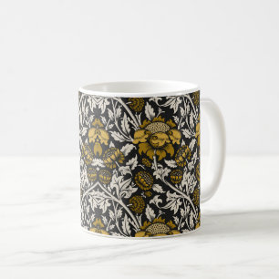 Ornate floral pattern with large gold flowers  coffee mug