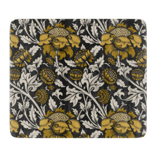 Ornate floral pattern with large gold flowers cutting board
