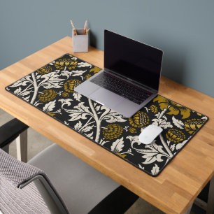 Ornate floral pattern with large gold flowers  desk mat