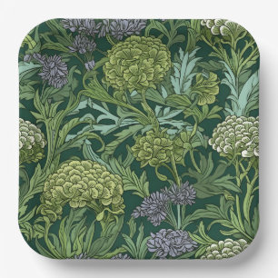 Ornate floral pattern with large gold flowers paper plate