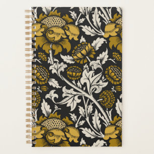 Ornate floral pattern with large gold flowers planner