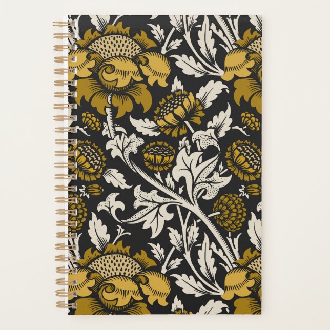 Ornate floral pattern with large gold flowers  planner (Front)