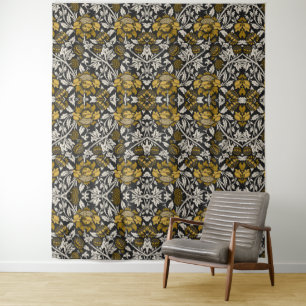 Ornate floral pattern with large gold flowers  tapestry