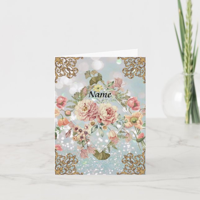 Ornate Floral Personalised Thank You Card (Front)