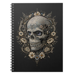 Ornate Floral Skull Victorian Gothic Art Nouveau Notebook