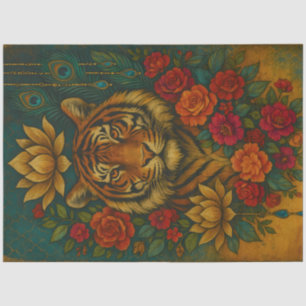 Ornate Floral Tiger – Jewel Tone Botanical Animal Tissue Paper