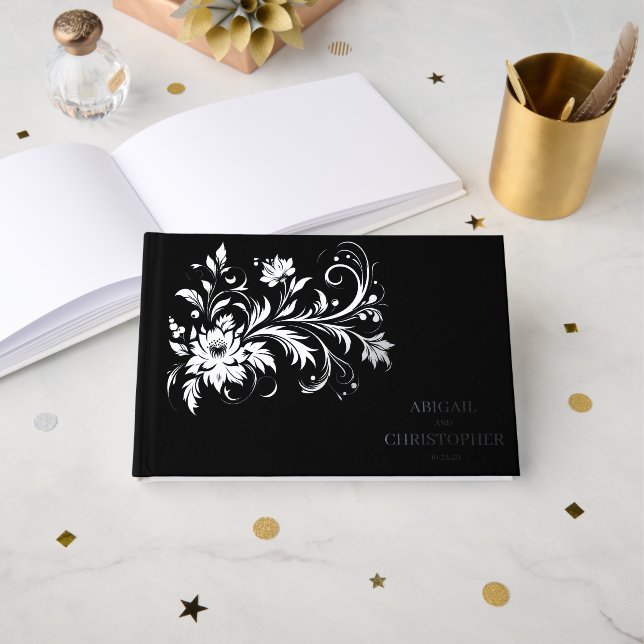 Ornate Floral Wedding Guest Book (Front Open)