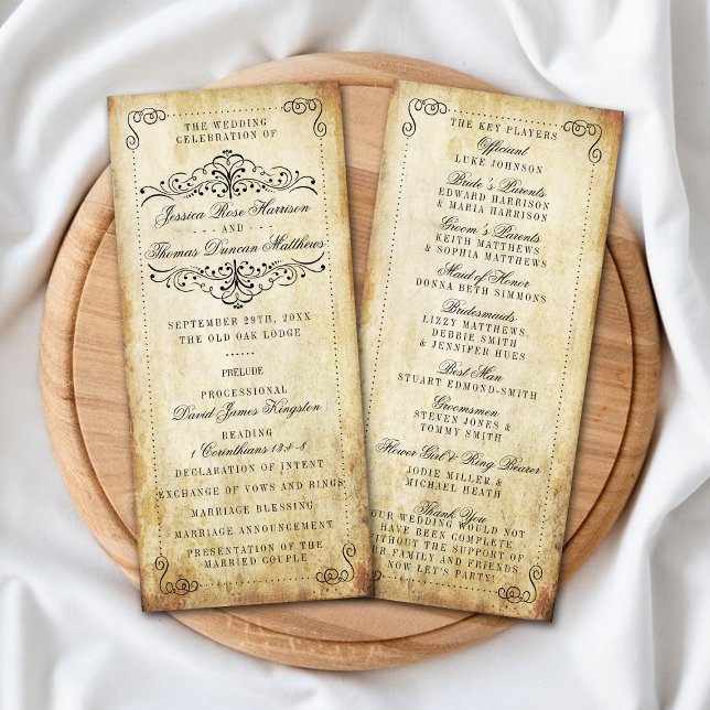 Ornate Flourish Vintage Wedding Program Rack Card (Creator Uploaded)