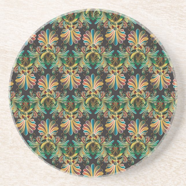 Ornate Flower Luxury Wallpaper Coaster (Front)