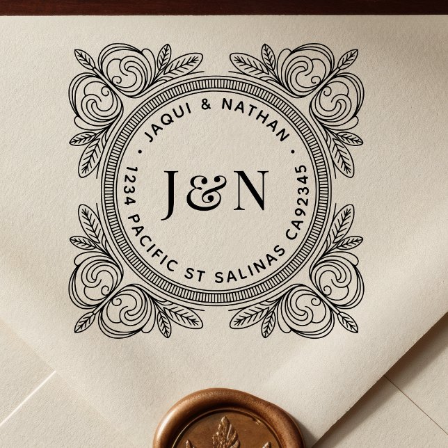 Ornate Foliage Wooden Return Address Stamp (Creator Uploaded)