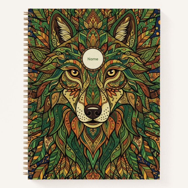 Ornate Forest Wolf Zentangle Art Nooracle Journal (Front)