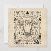 Ornate Fox and Bunny Rabbits Cute Animal Art