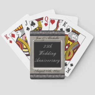 Ornate Frame 25th Wedding Anniversary Playing Cards
