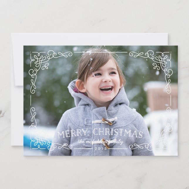 Ornate Frame Christmas Card - Snow (Front)