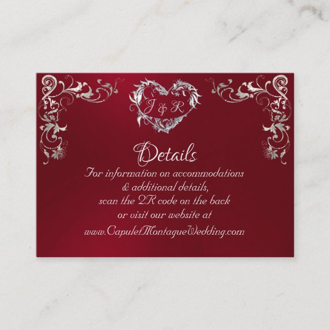 Ornate Frame & Heart - Red/Silver Enclosure Card (Front)