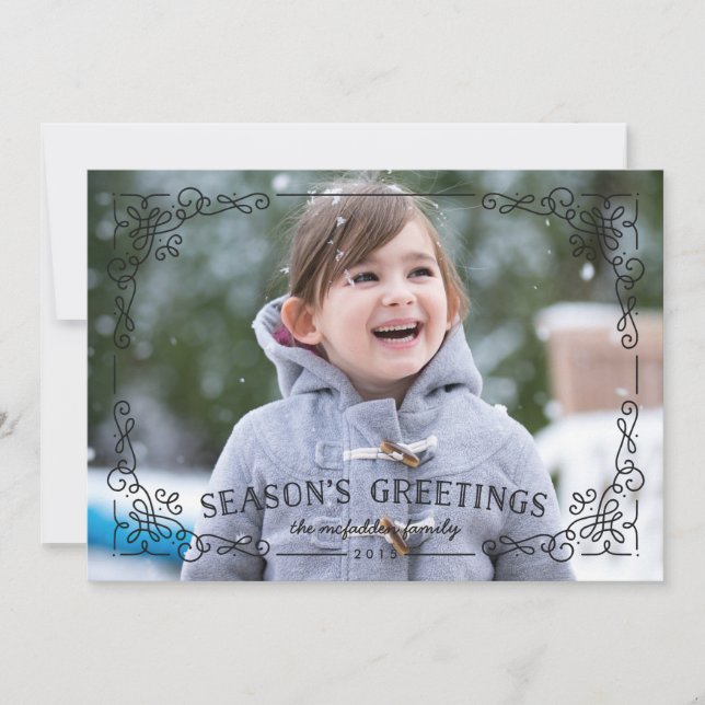 Ornate Frame Holiday Card - Onyx (Front)