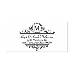 Ornate Frame Monogram Address Self-inking Stamp