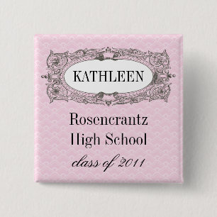 Ornate Frame Pink Graduation 15 Cm Square Badge