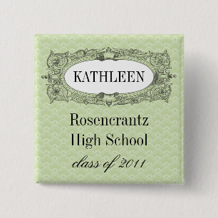 Ornate Frame Sage Green Graduation 15 Cm Square Badge