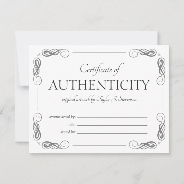 Ornate Frame Vintage Certificate of Authenticity (Front)