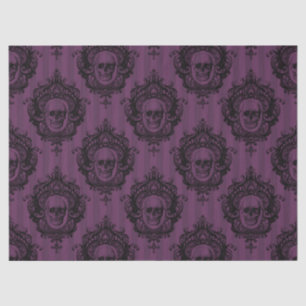 Ornate Frames and Skulls on Purple Decoupage Tissue Paper