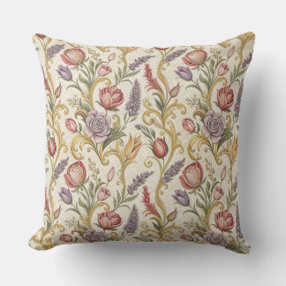 Ornate French Vintage Floral Scroll Pattern Art Cushion