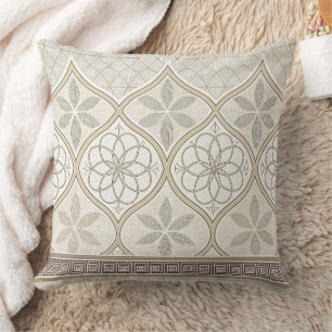 Ornate Geometric Floral Tile Pattern (2) Cushion