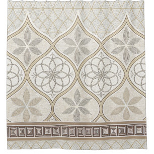 Ornate Geometric Floral Tile Pattern (2) Shower Curtain