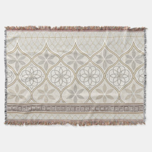 Ornate Geometric Floral Tile Pattern (2) Throw Blanket